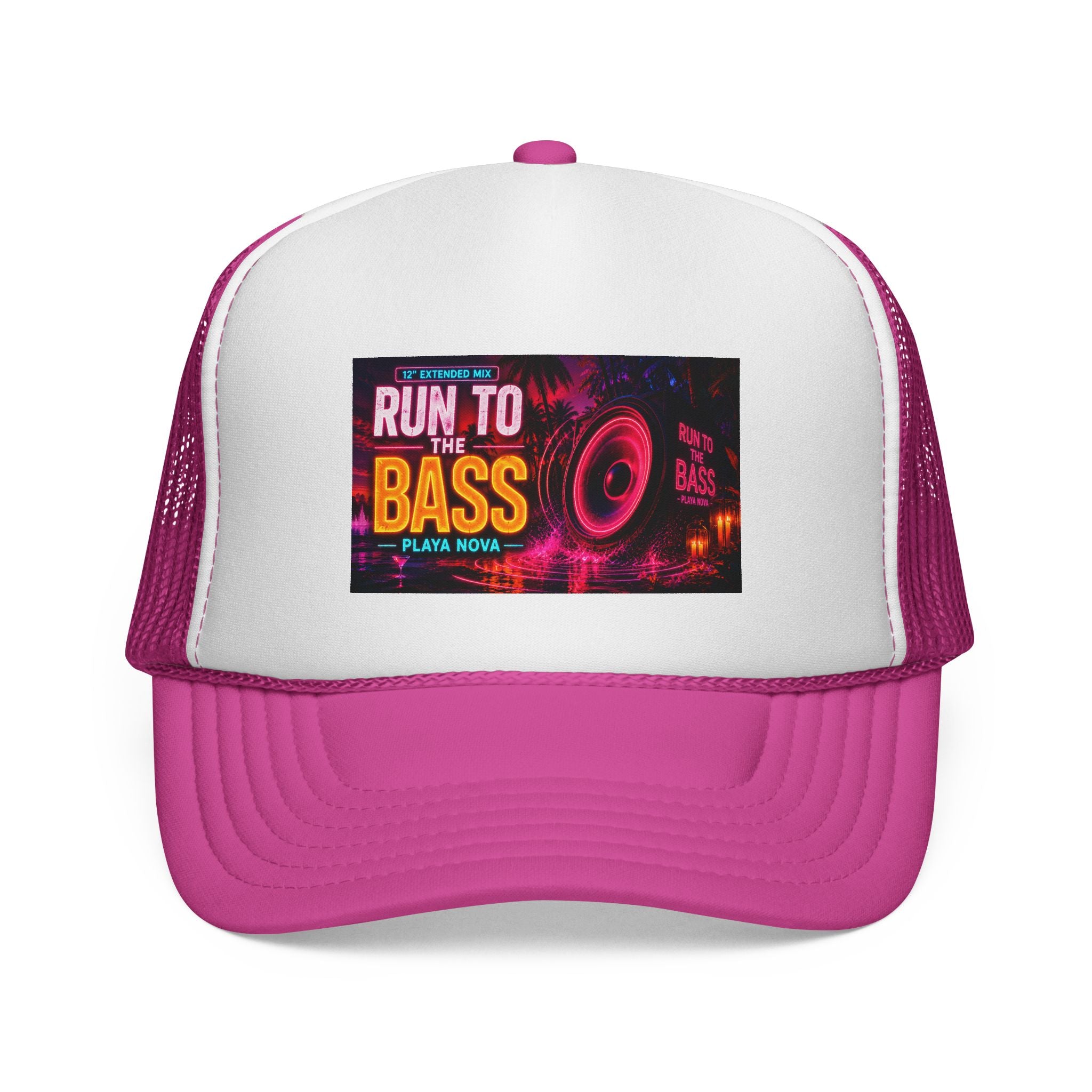 Run to the Bass Trucker Cap — Neon EDM Festival Hat