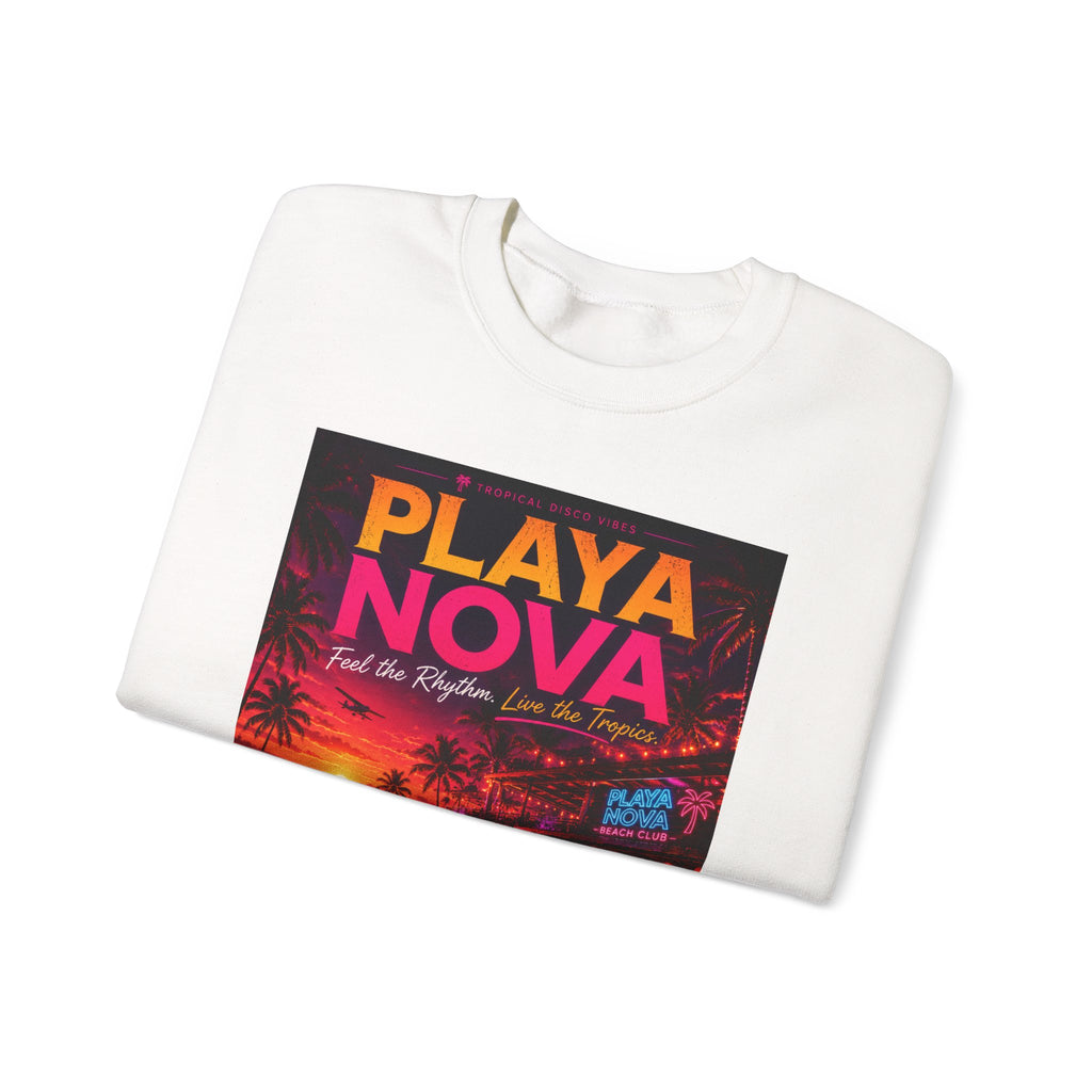 Playa Nova Retro Beach Crewneck Sweatshirt — Kalimba Nights Graphic
