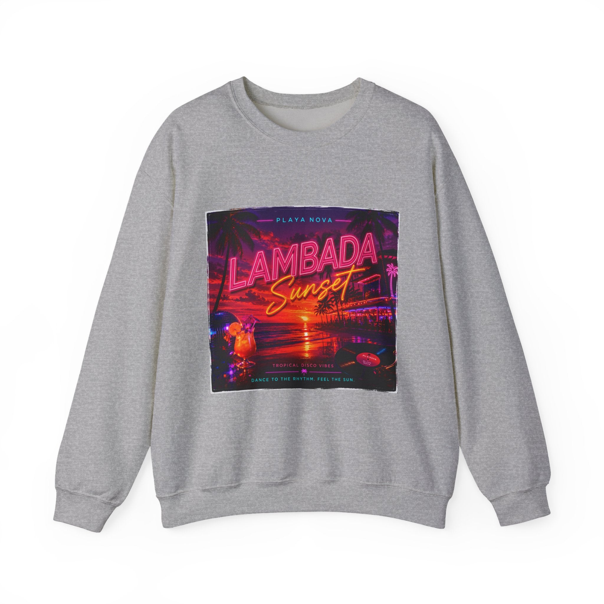 Lambada Sunset Crewneck Sweatshirt — Retro Neon Beach Vibes