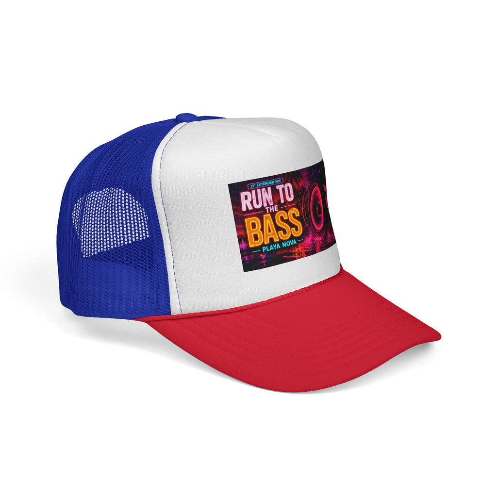 Run to the Bass Trucker Cap — Neon EDM Festival Hat