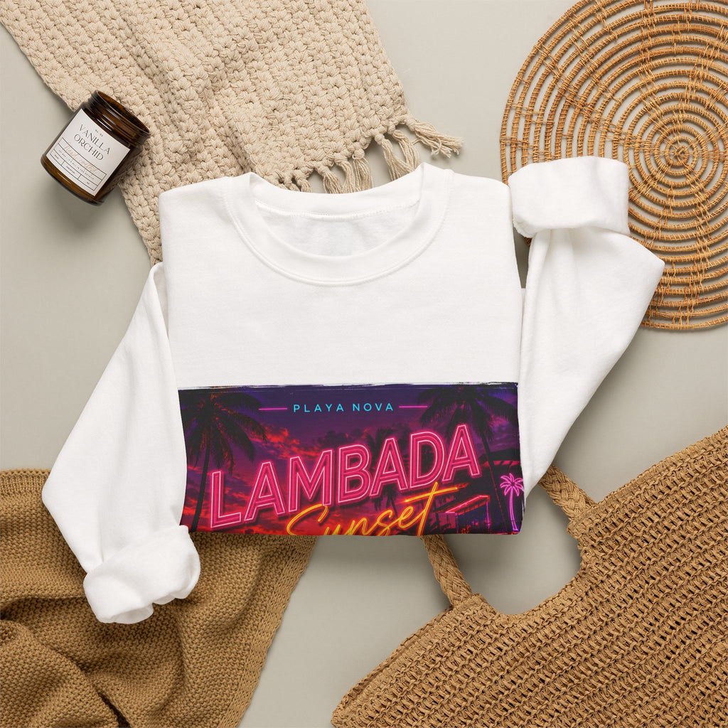 Lambada Sunset Crewneck Sweatshirt — Retro Neon Beach Vibes