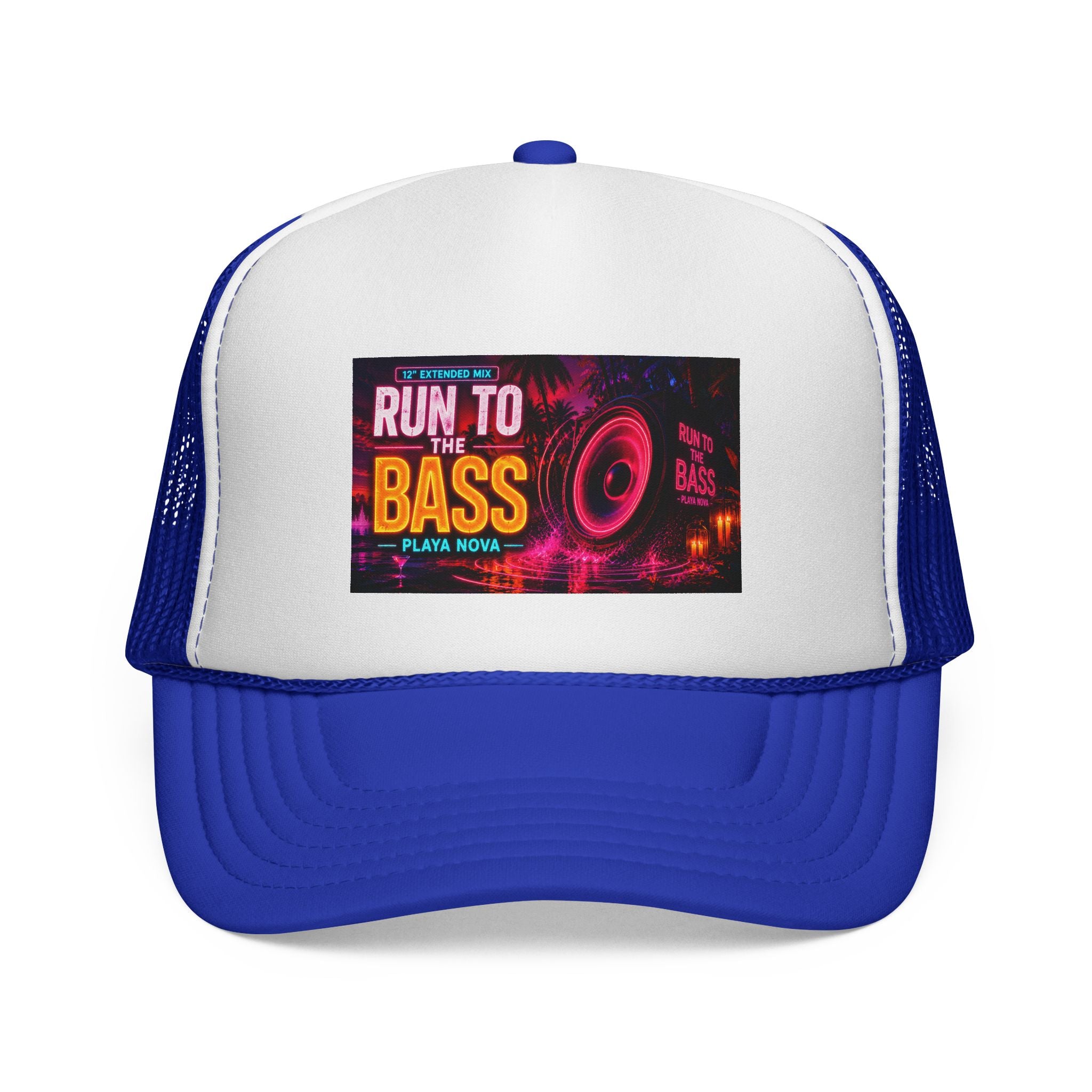 Run to the Bass Trucker Cap — Neon EDM Festival Hat
