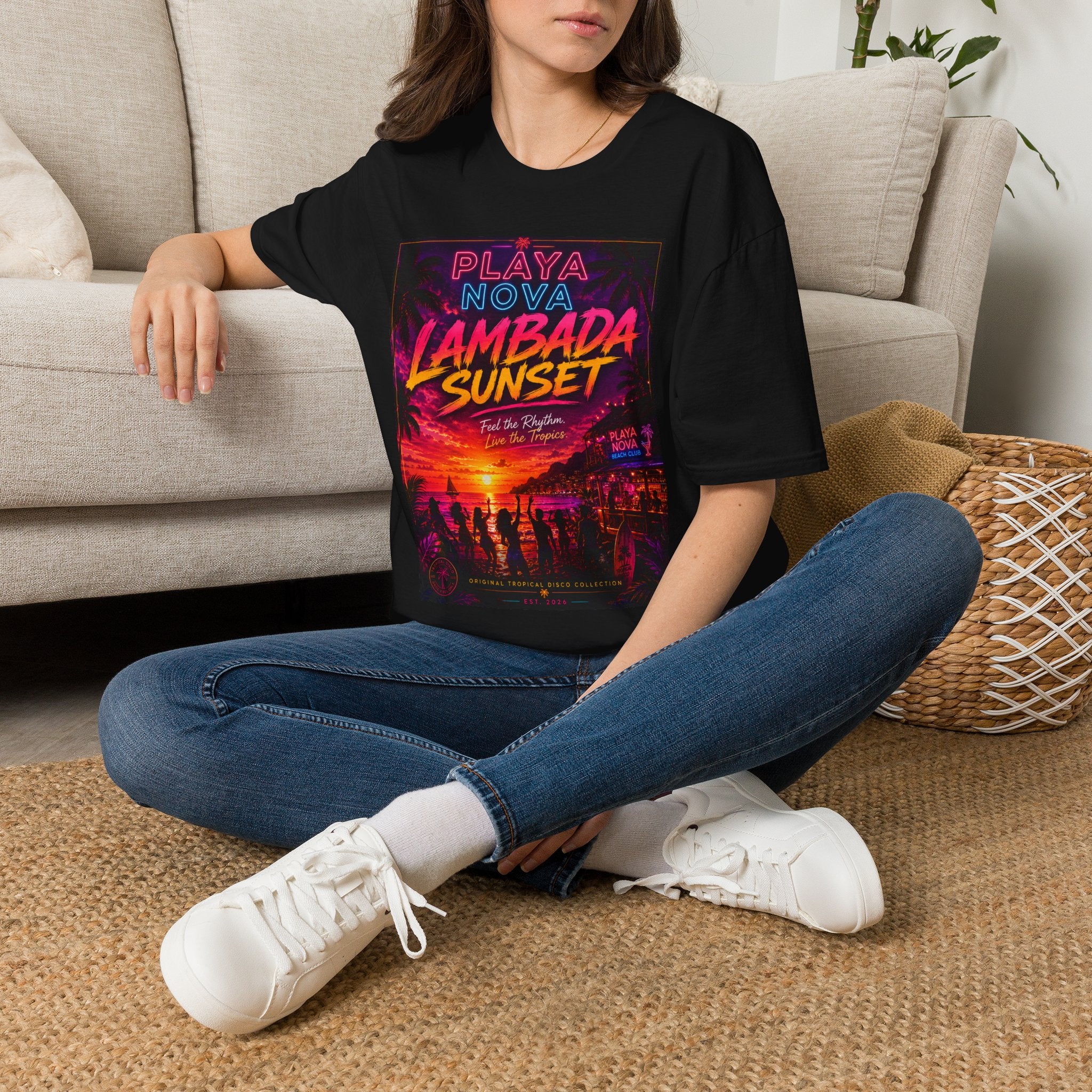 Lambada Sunset T-Shirt — Playa Nova Beach Party Graphic Tee