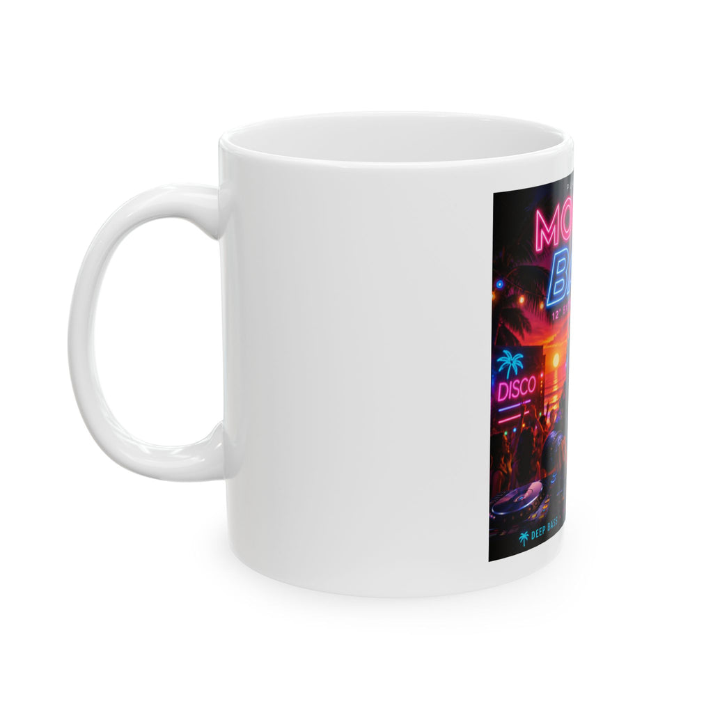 Monkey Bass Ceramic Mug — Neon Disco DJ Ape Coffee Cup (11oz & 15oz)