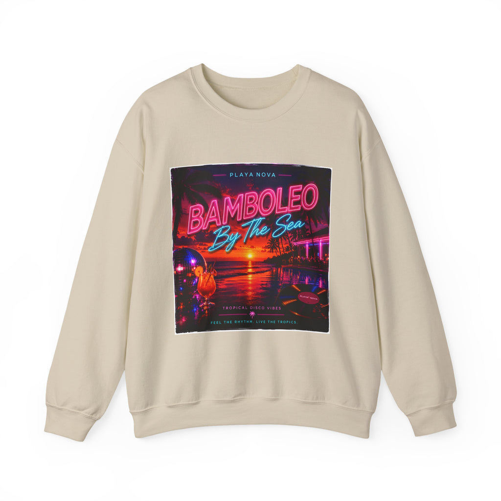 Crewneck Sweatshirt — 'Bamboleo By The Sea' Retro Neon Beach Design
