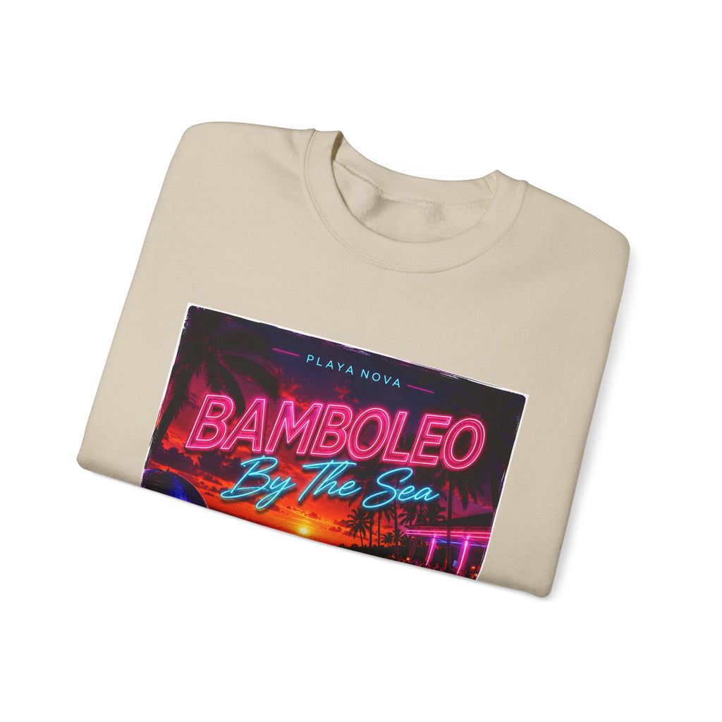 Crewneck Sweatshirt — 'Bamboleo By The Sea' Retro Neon Beach Design