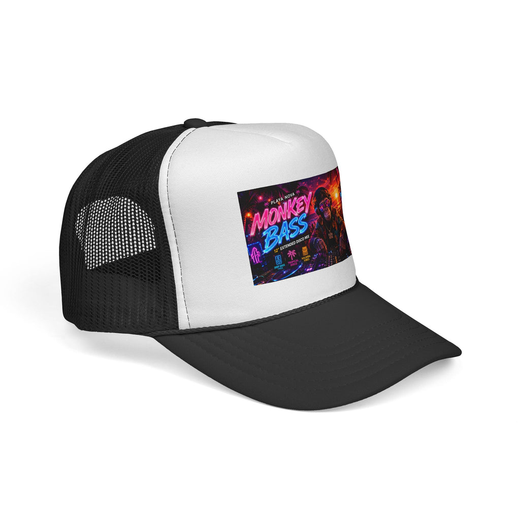 Monkey Bass Trucker Cap — Neon Retro EDM Music Festival Hat