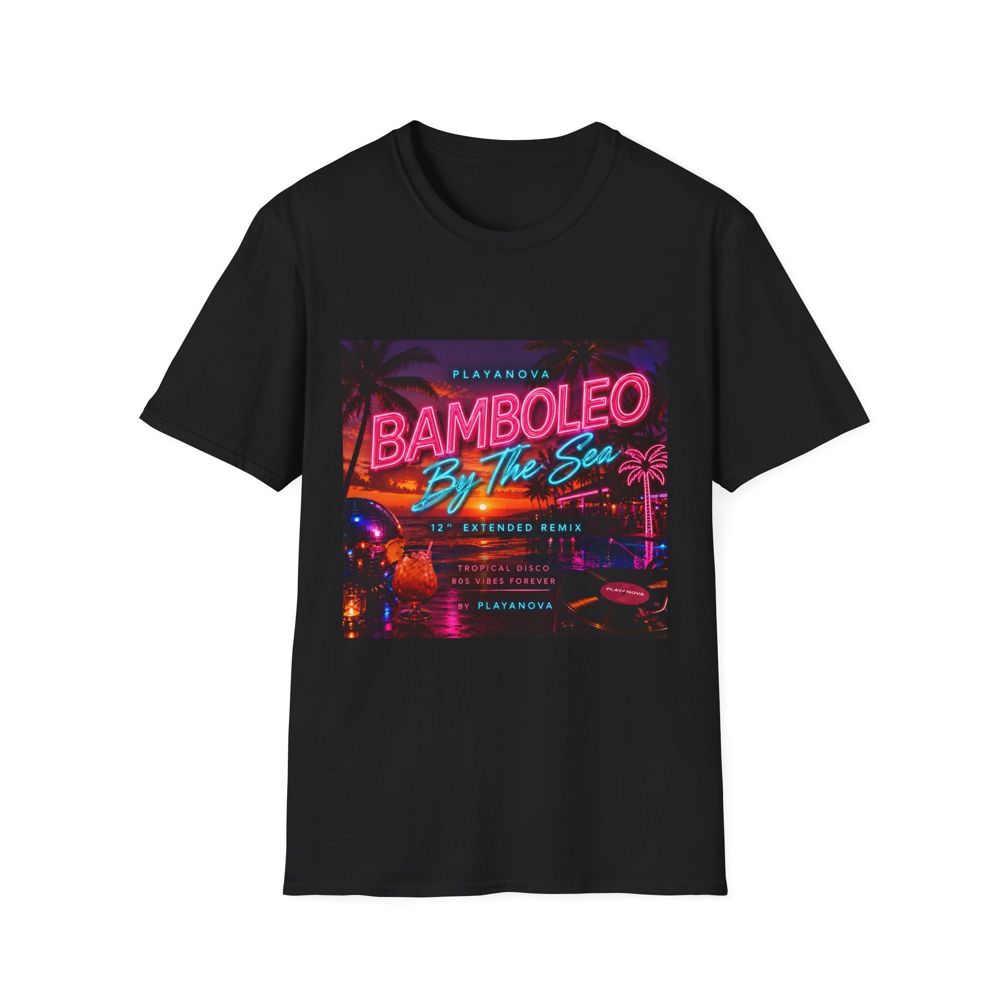 Bamboleo By The Sea T-Shirt — Retro Neon Tropical Tee