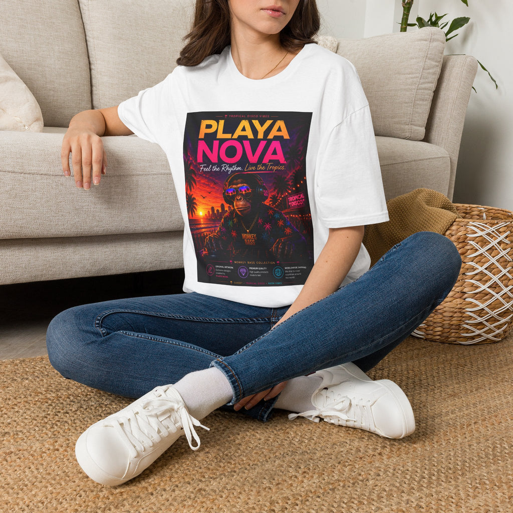 Playa Nova Retro Tropical Graphic T-Shirt — "Feel the Rhythm, Live the Tropics"