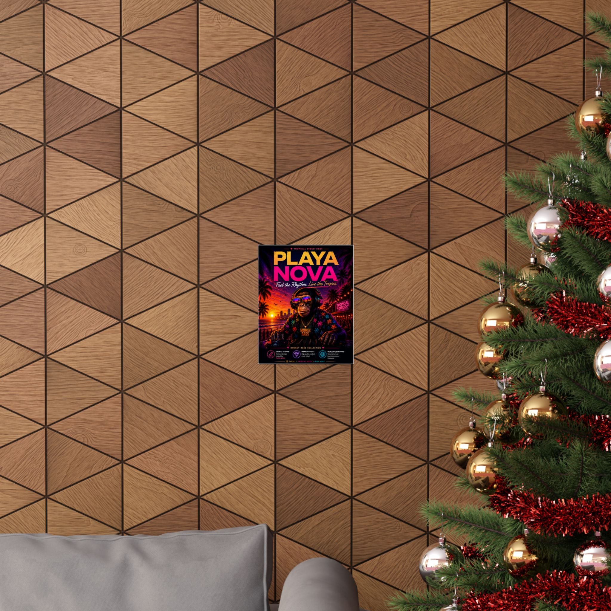 Playa Nova Matte Poster — Tropical Disco Monkey Bass Sunset Wall Art