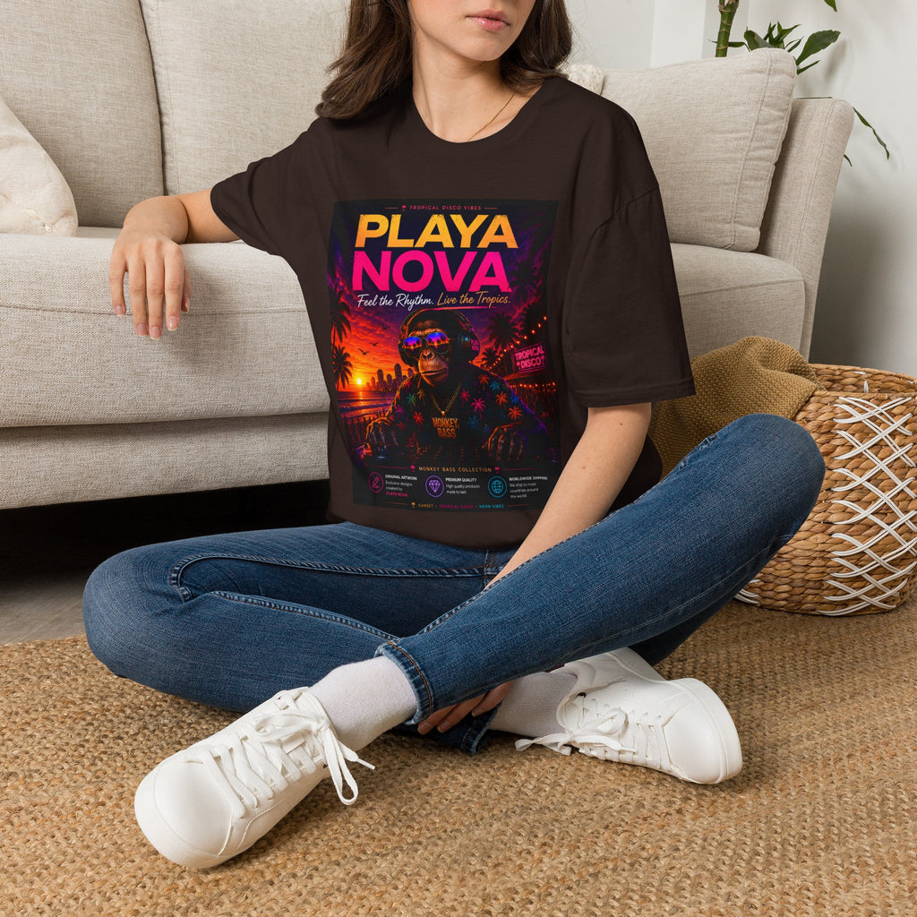 Playa Nova Retro Tropical Graphic T-Shirt — "Feel the Rhythm, Live the Tropics"