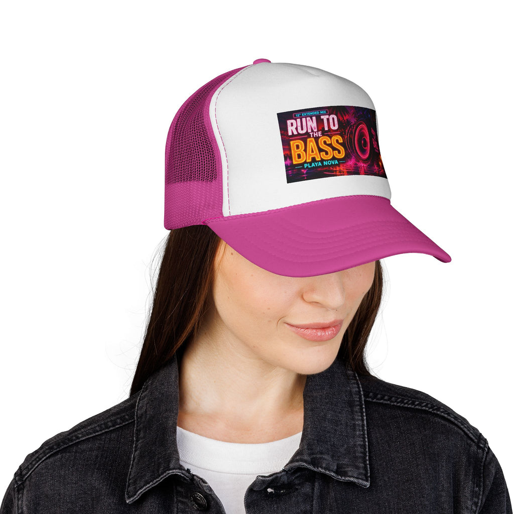 Run to the Bass Trucker Cap — Neon EDM Festival Hat