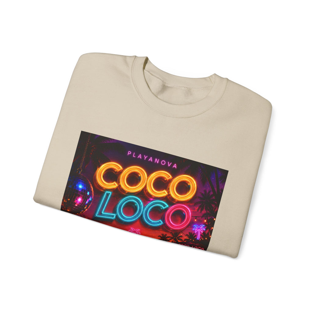 Coco Loco Neon Graphic Sweatshirt — Tropical Retro Beach Vibes