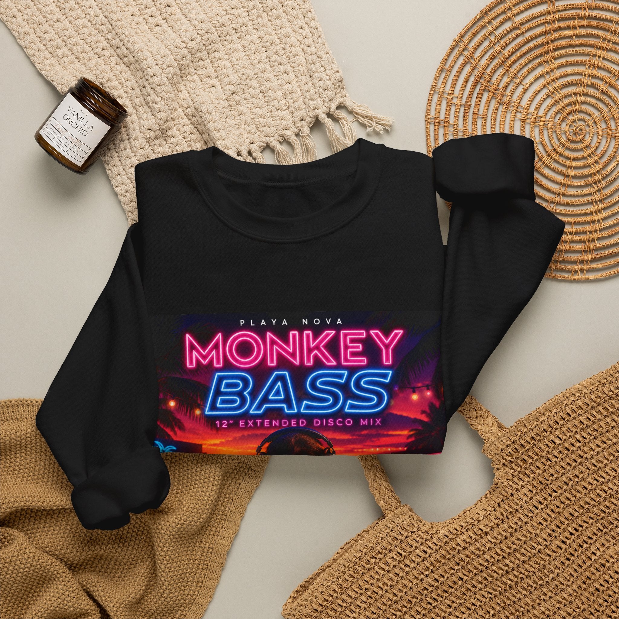 Monkey Bass Retro Neon Crewneck Sweatshirt