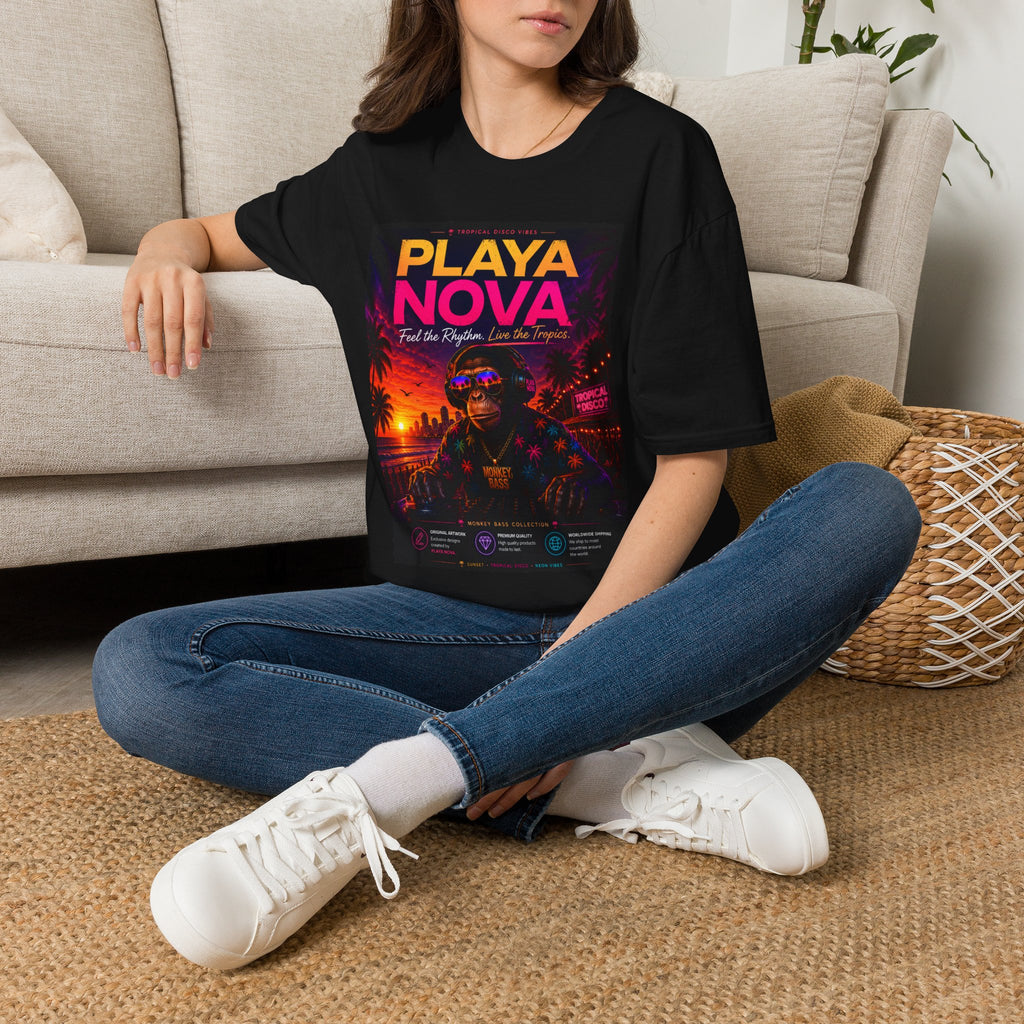 Playa Nova Retro Tropical Graphic T-Shirt — "Feel the Rhythm, Live the Tropics"