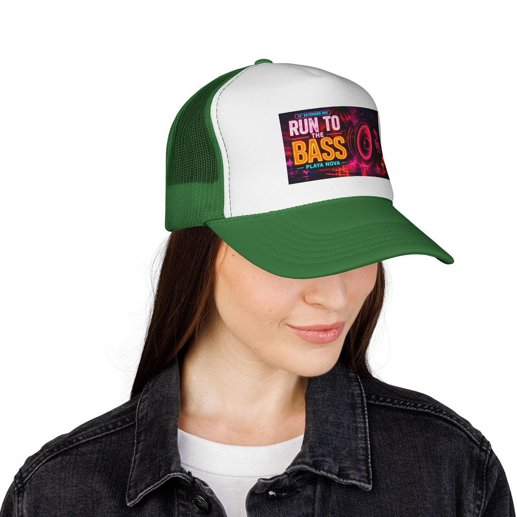 Run to the Bass Trucker Cap — Neon EDM Festival Hat