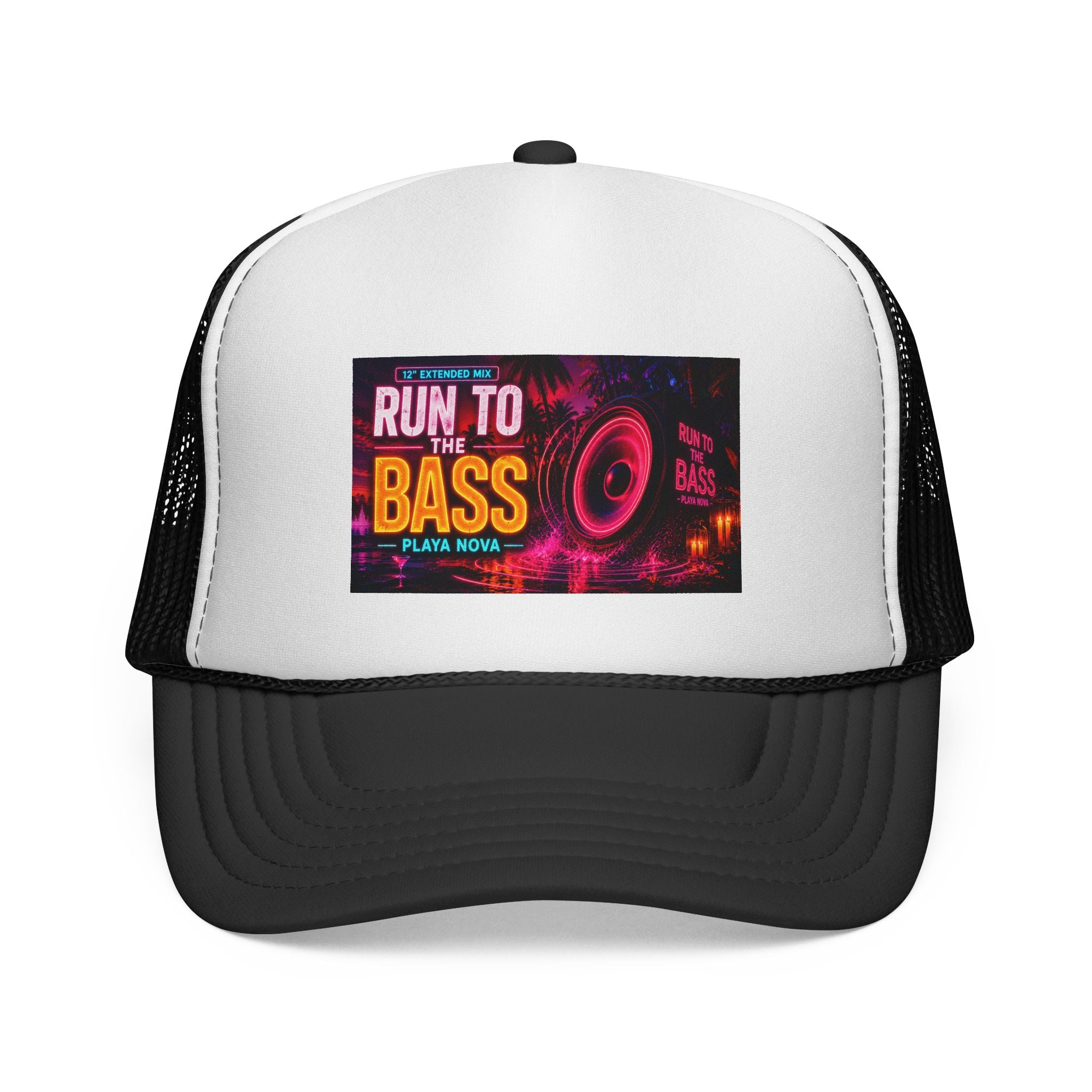 Run to the Bass Trucker Cap — Neon EDM Festival Hat