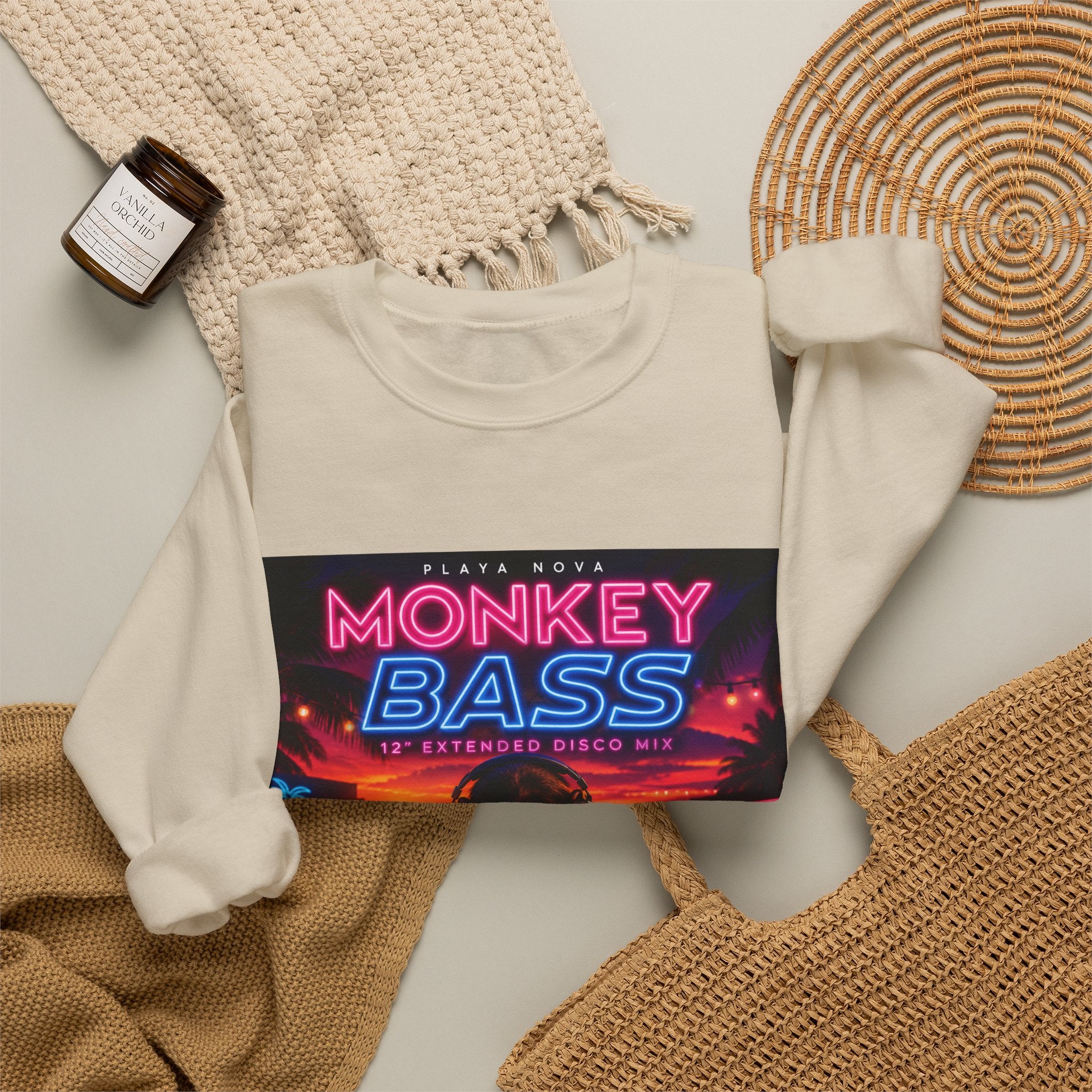 Monkey Bass Retro Neon Crewneck Sweatshirt