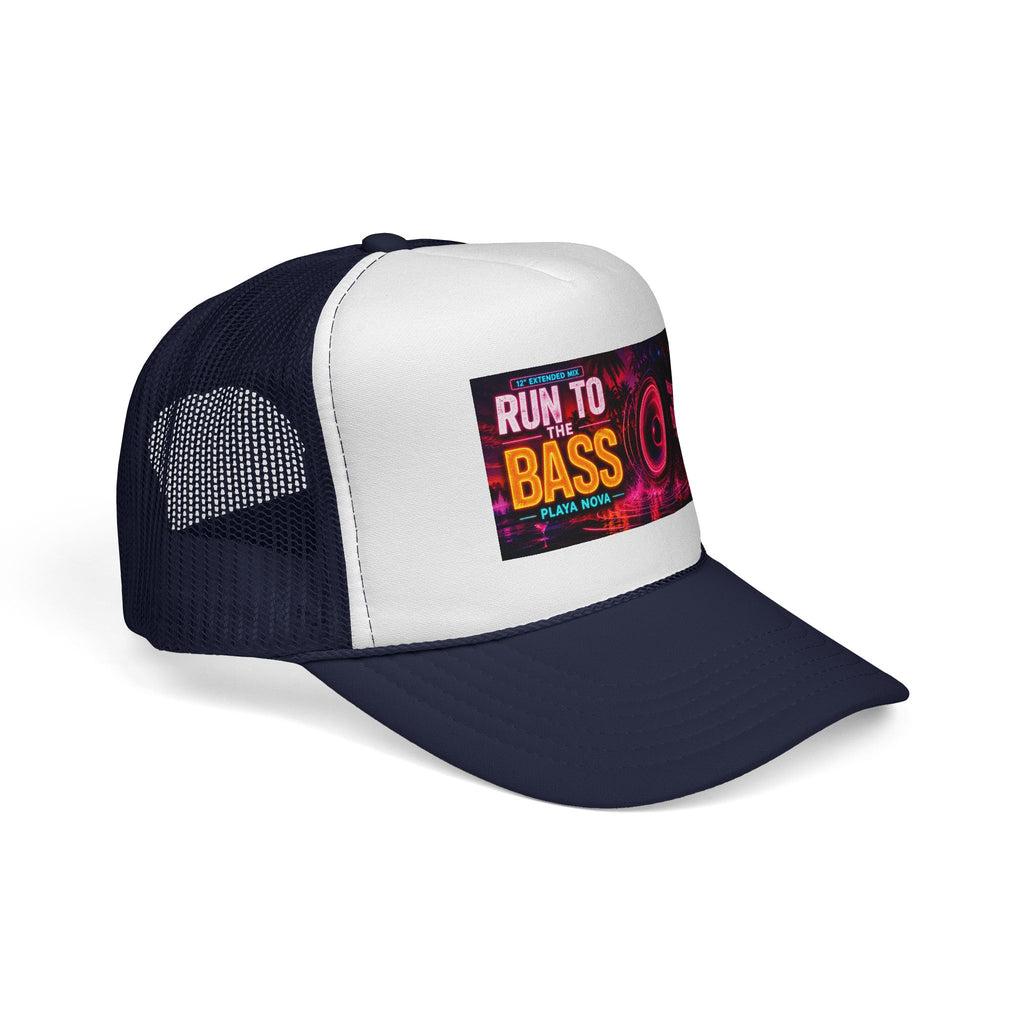 Run to the Bass Trucker Cap — Neon EDM Festival Hat