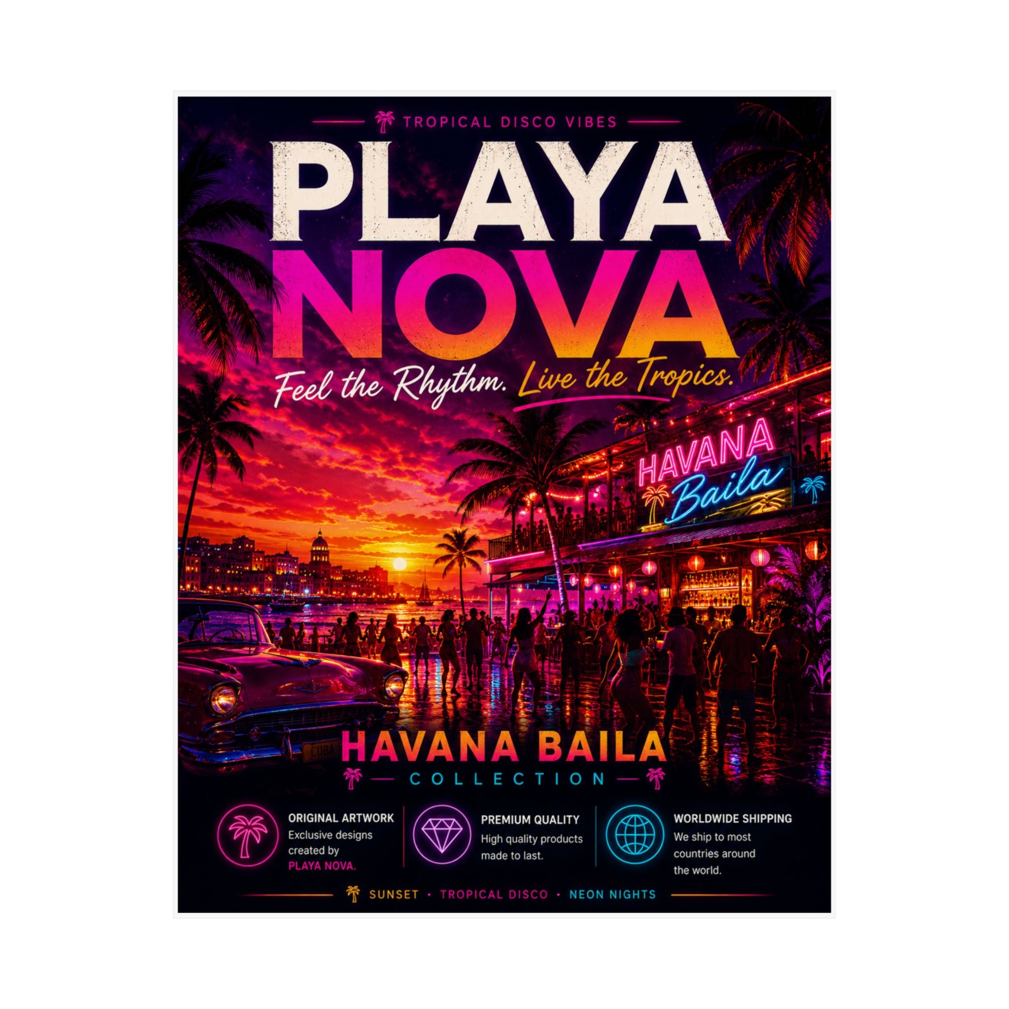 Playa Nova Havana Baila Vintage Tropical Poster