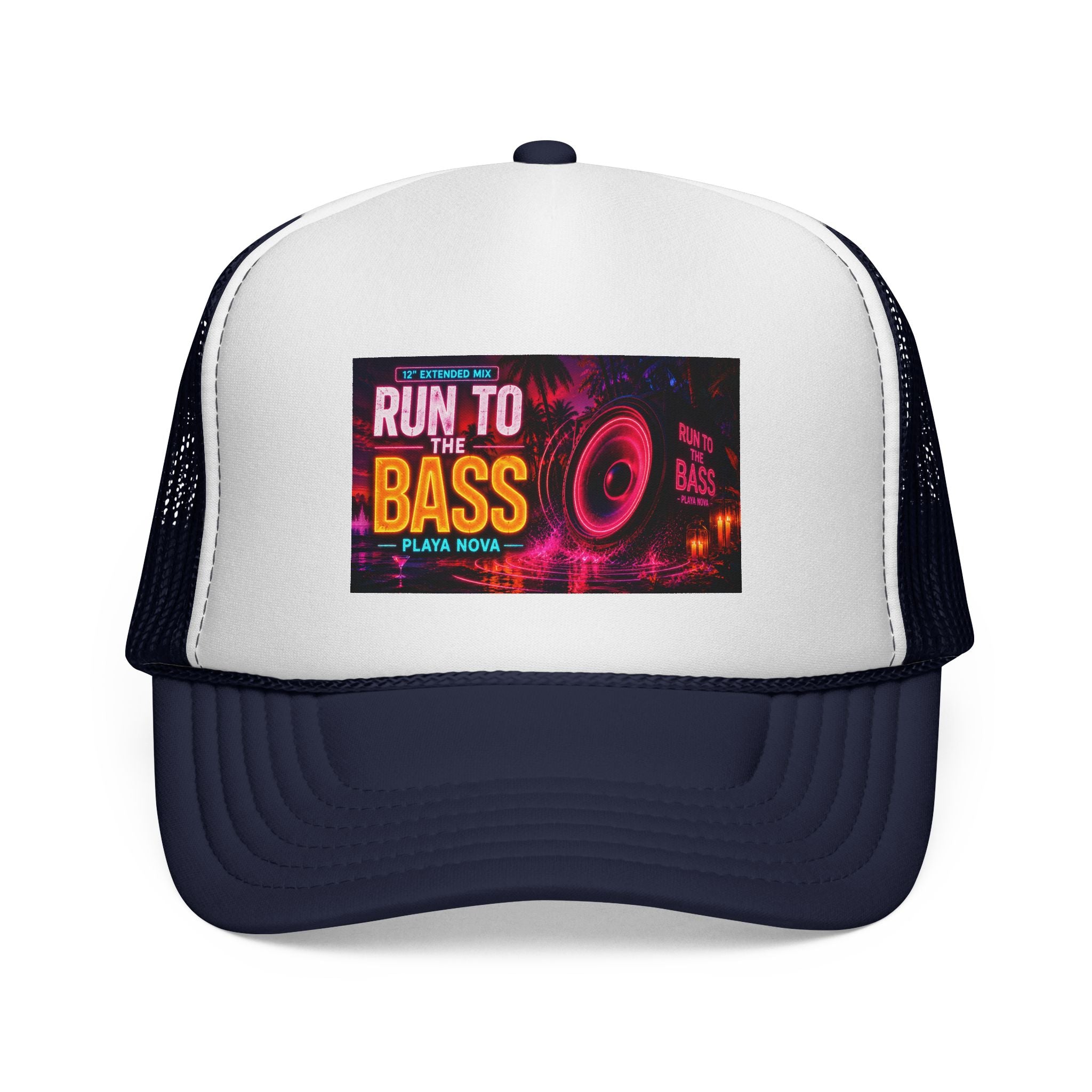 Run to the Bass Trucker Cap — Neon EDM Festival Hat