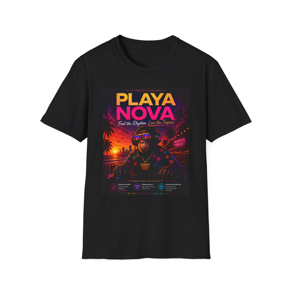 Playa Nova Retro Tropical Graphic T-Shirt — "Feel the Rhythm, Live the Tropics"