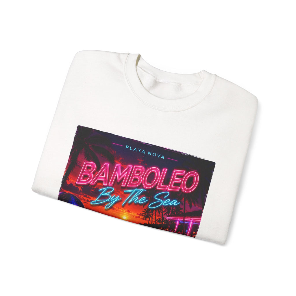 Crewneck Sweatshirt — 'Bamboleo By The Sea' Retro Neon Beach Design