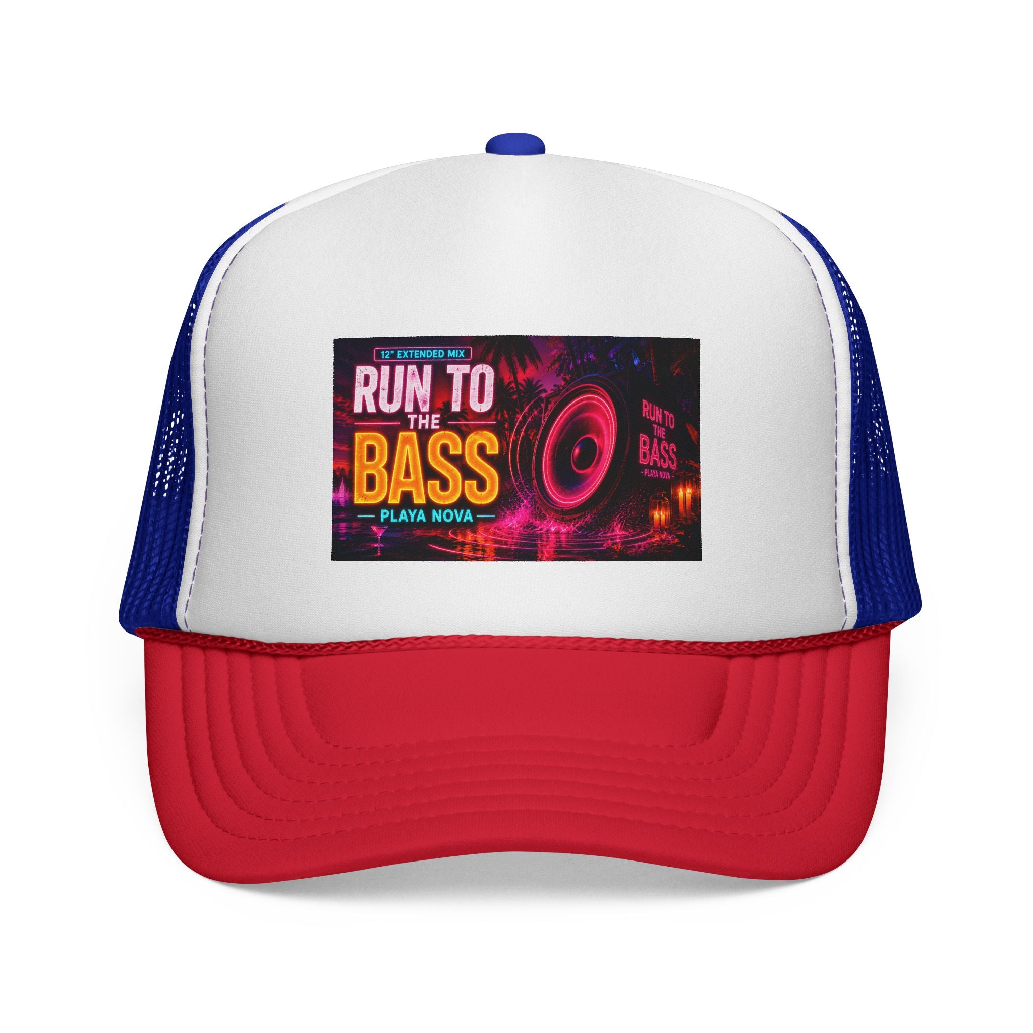 Run to the Bass Trucker Cap — Neon EDM Festival Hat