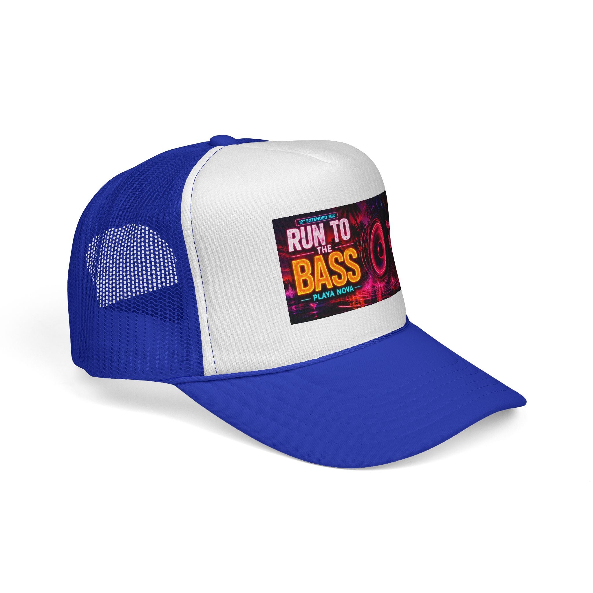 Run to the Bass Trucker Cap — Neon EDM Festival Hat