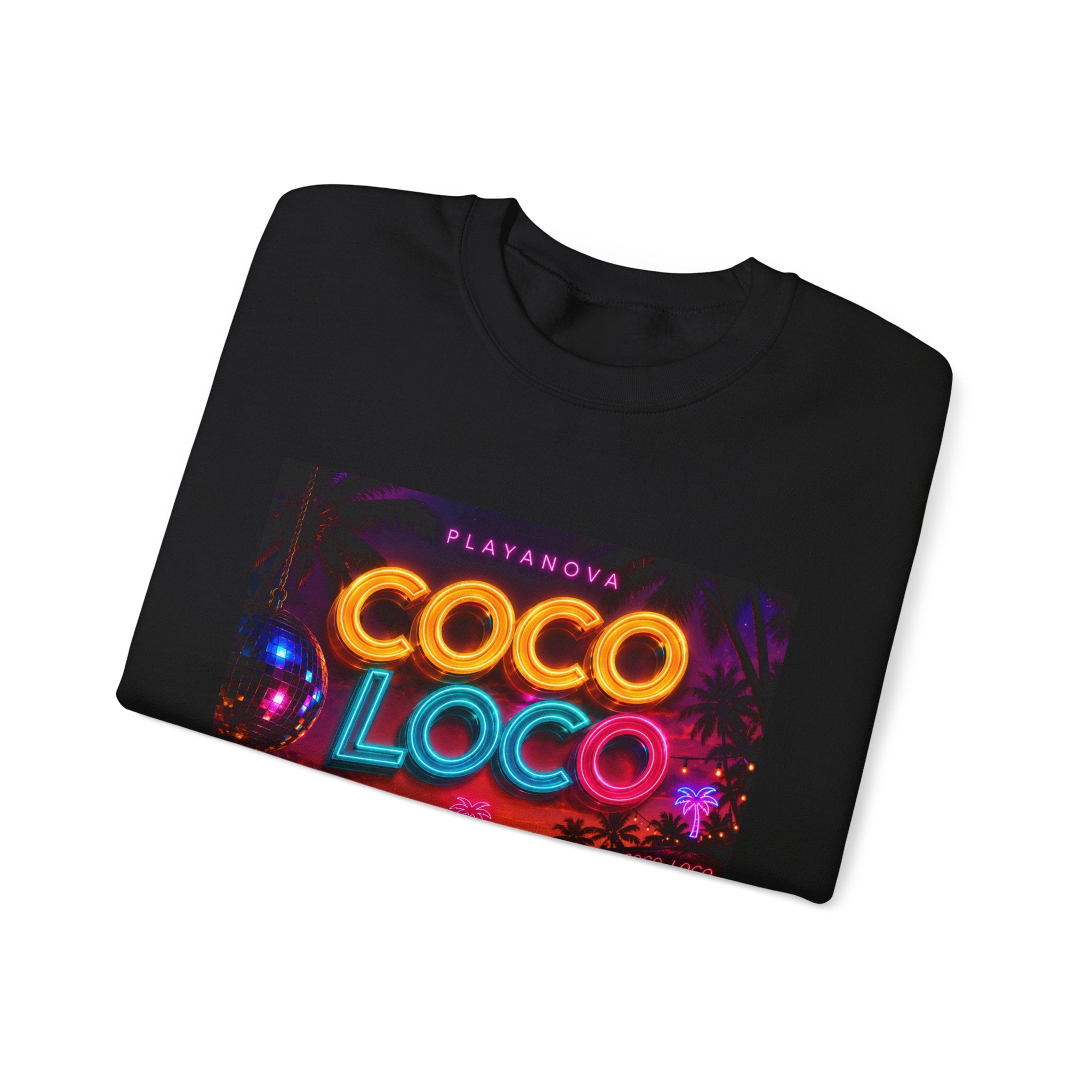 Coco Loco Neon Graphic Sweatshirt — Tropical Retro Beach Vibes