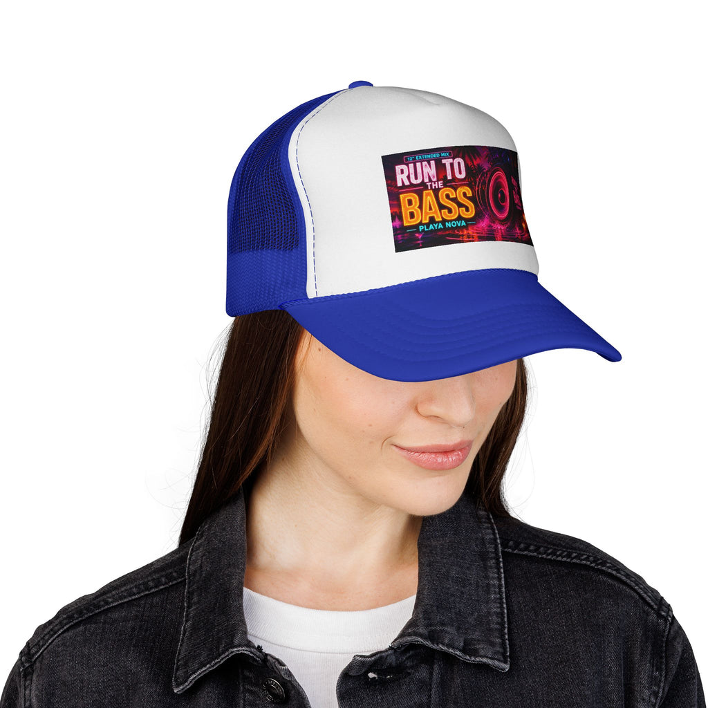 Run to the Bass Trucker Cap — Neon EDM Festival Hat