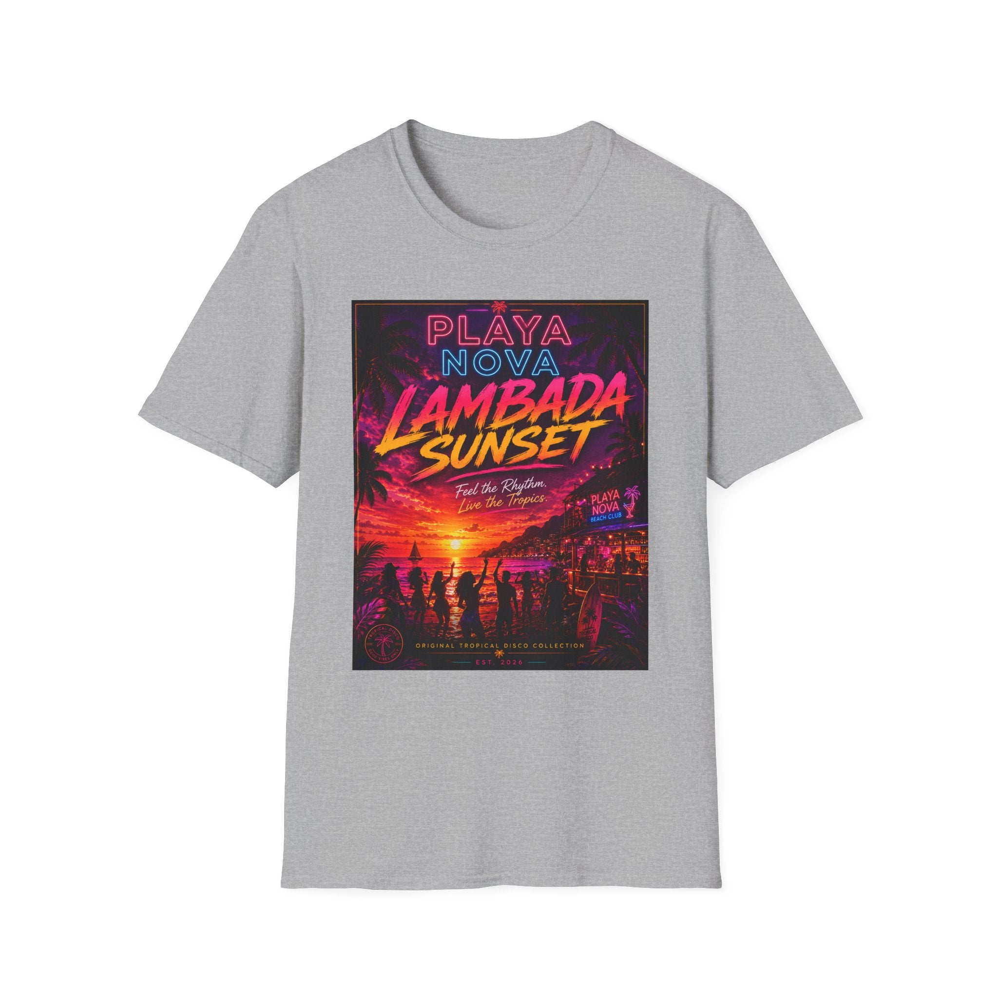 Lambada Sunset T-Shirt — Playa Nova Beach Party Graphic Tee