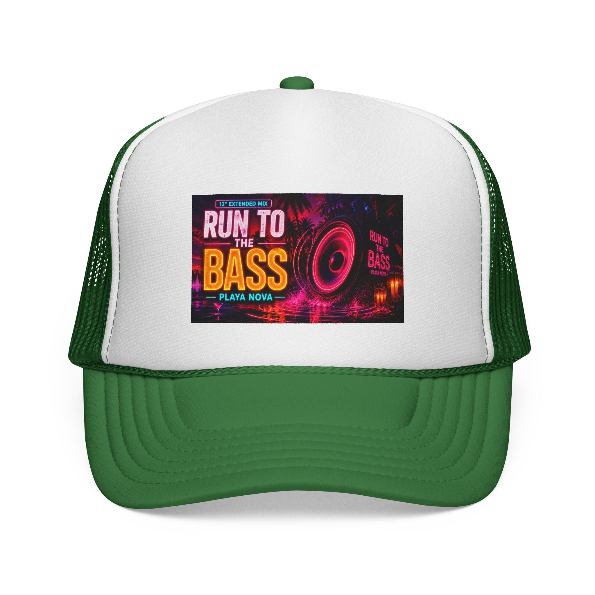 Run to the Bass Trucker Cap — Neon EDM Festival Hat