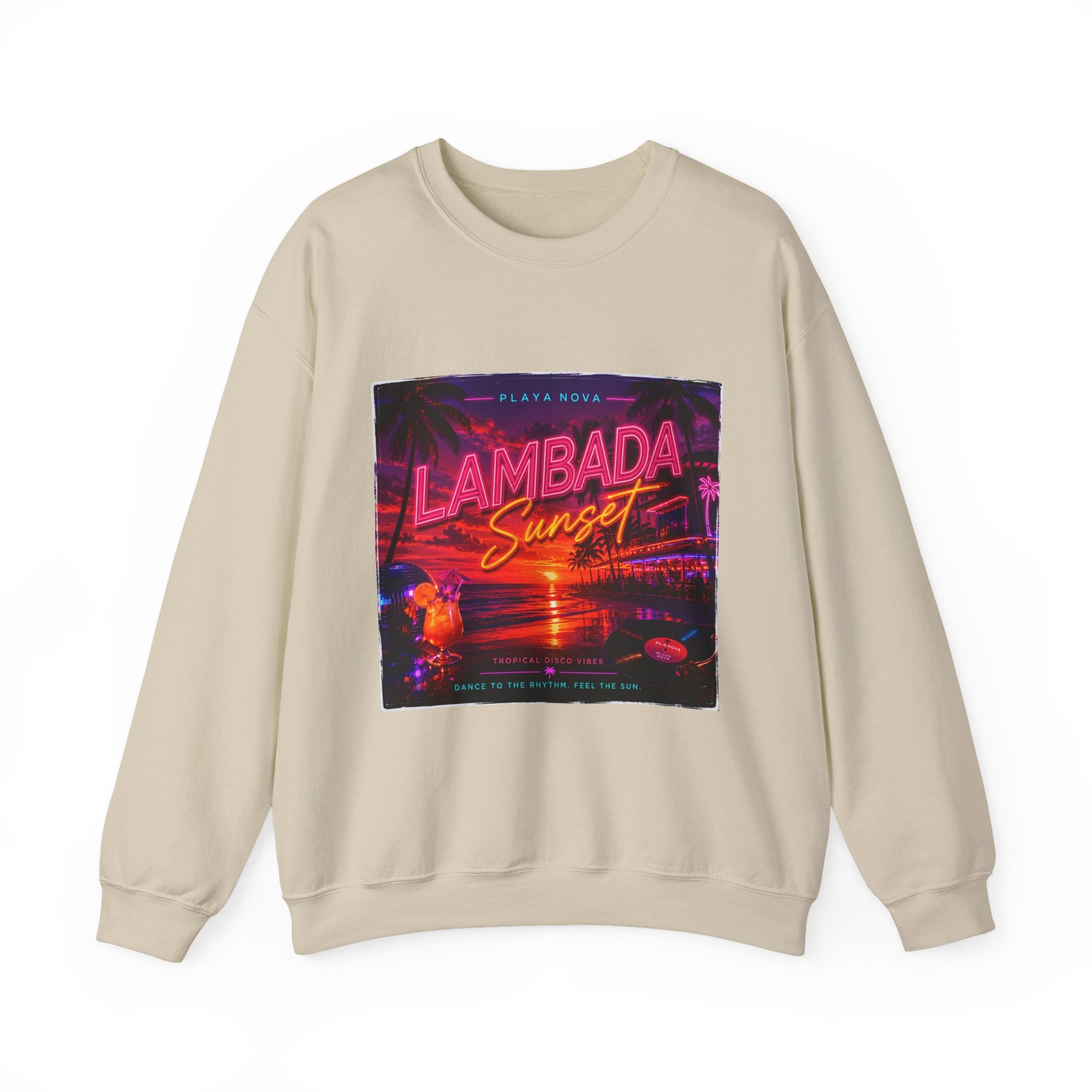Lambada Sunset Crewneck Sweatshirt — Retro Neon Beach Vibes