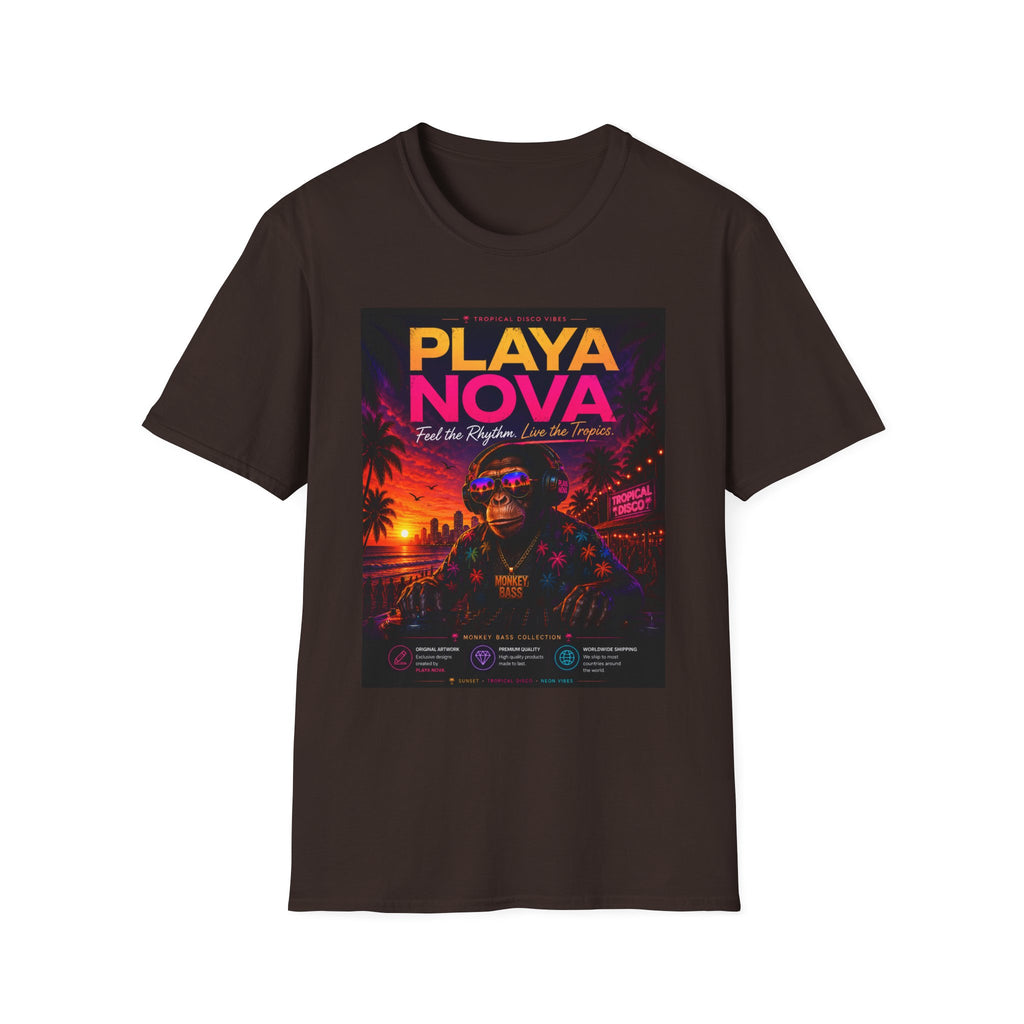 Playa Nova Retro Tropical Graphic T-Shirt — "Feel the Rhythm, Live the Tropics"