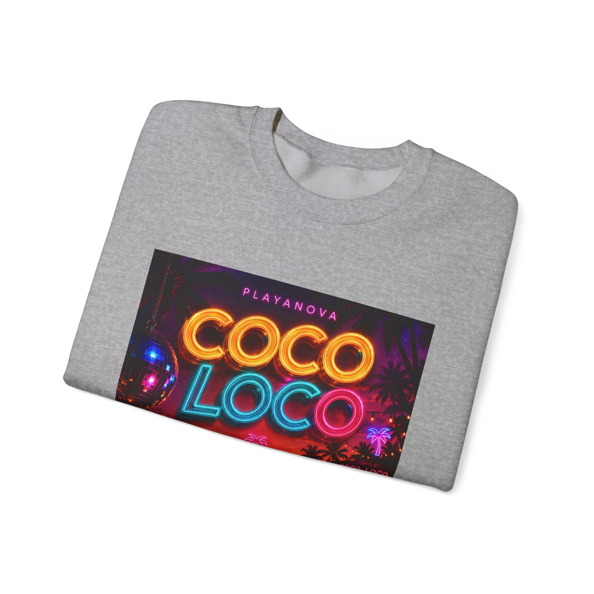 Coco Loco Neon Graphic Sweatshirt — Tropical Retro Beach Vibes