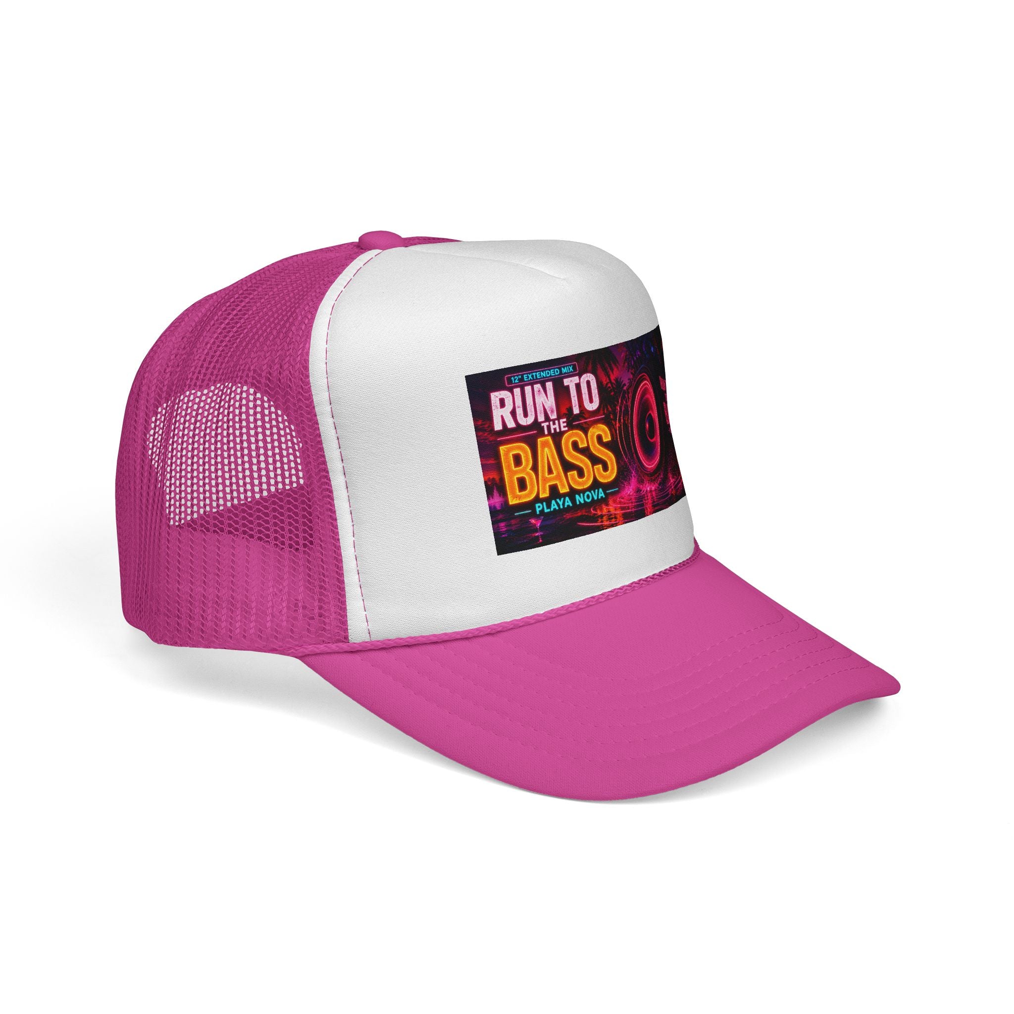 Run to the Bass Trucker Cap — Neon EDM Festival Hat