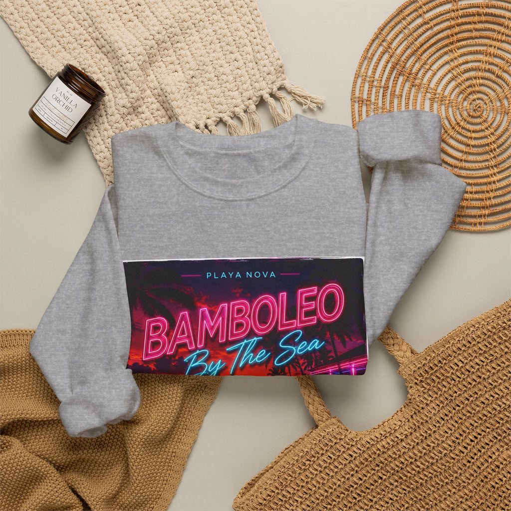 Crewneck Sweatshirt — 'Bamboleo By The Sea' Retro Neon Beach Design