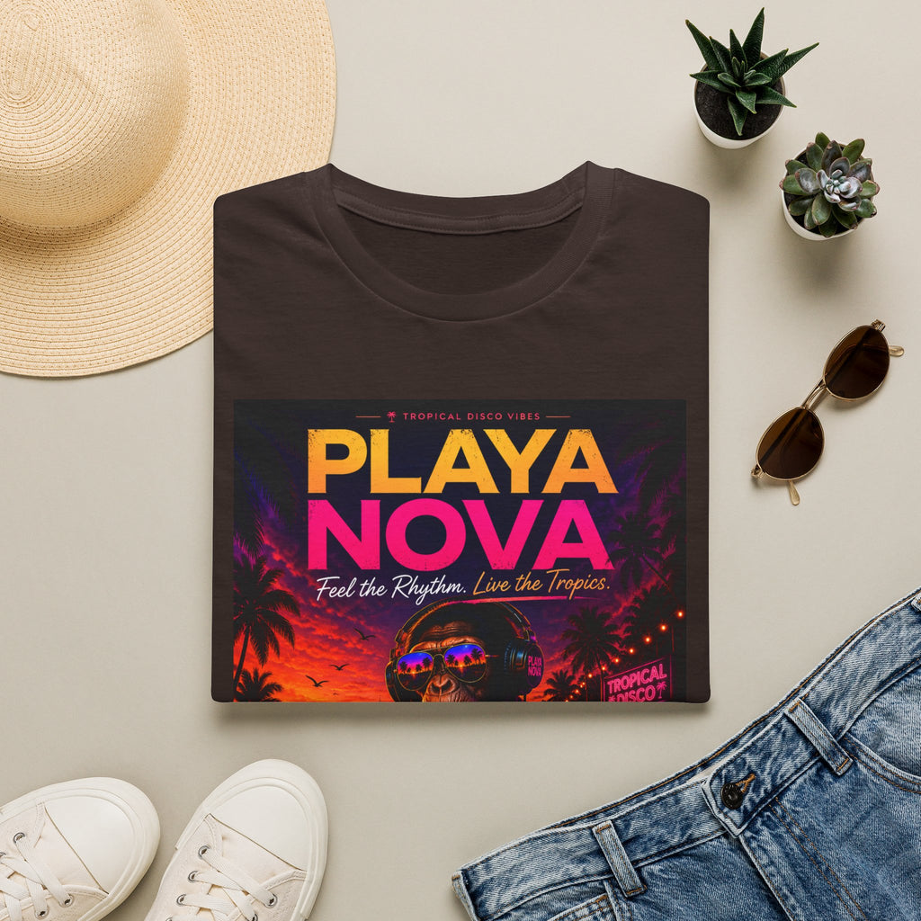 Playa Nova Retro Tropical Graphic T-Shirt — "Feel the Rhythm, Live the Tropics"
