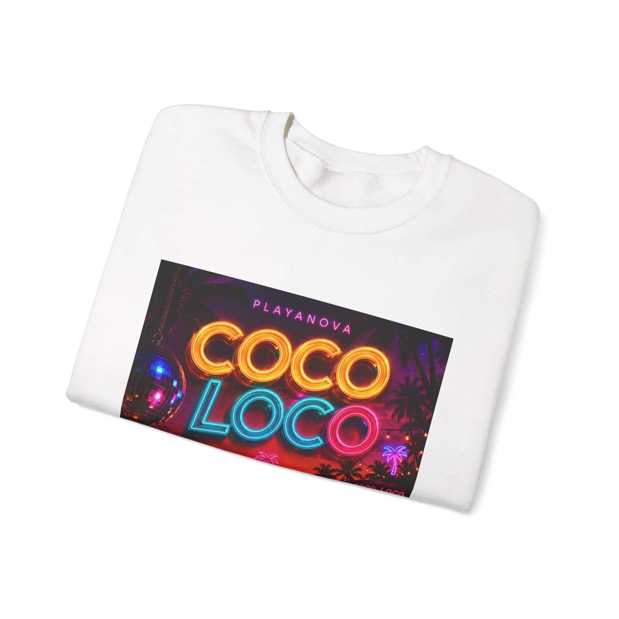 Coco Loco Neon Graphic Sweatshirt — Tropical Retro Beach Vibes